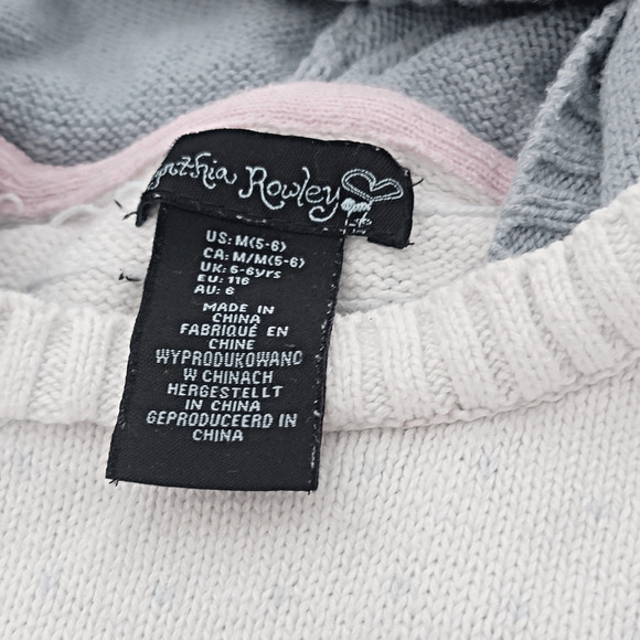 Girls Pink Blue Warm Tunic Pull-Over Hooded Sweater Top Sz 5/6 - Picture 3 of 5